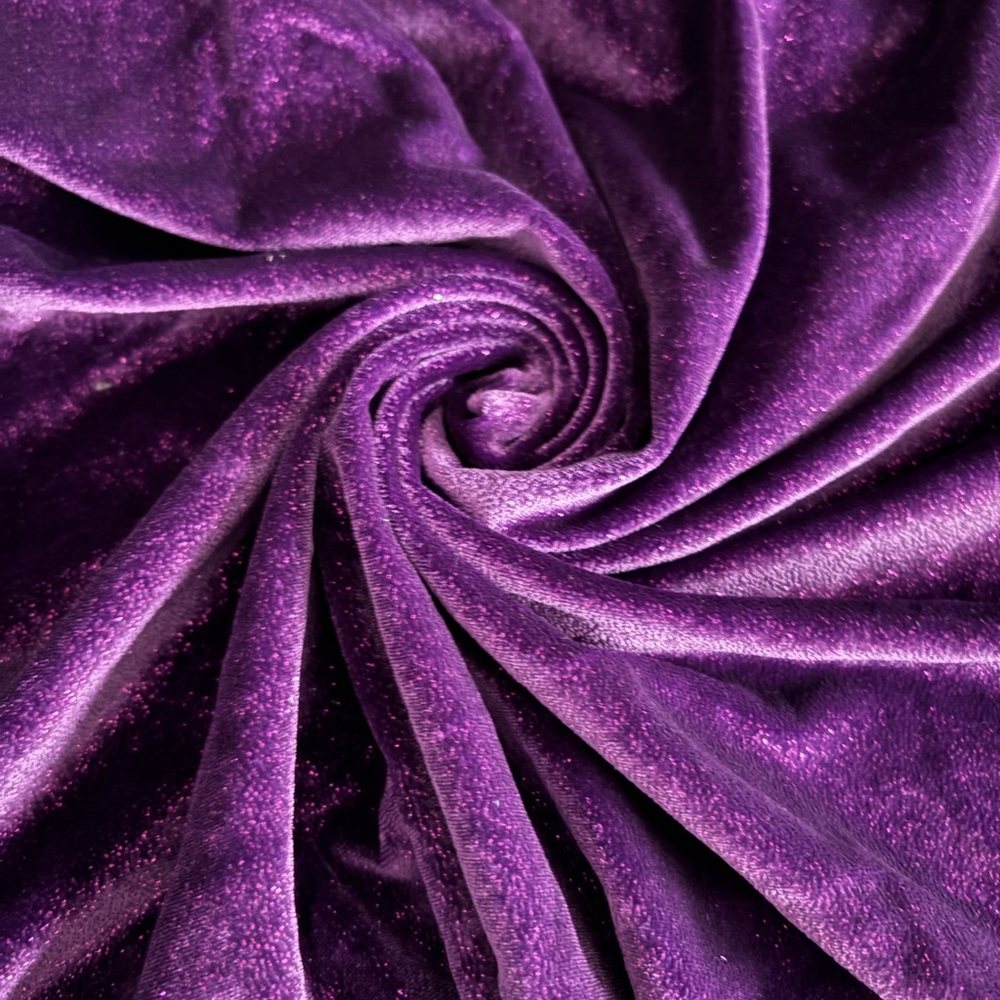 Luxurious Purple Velvet 4 Way Stretch Fabric